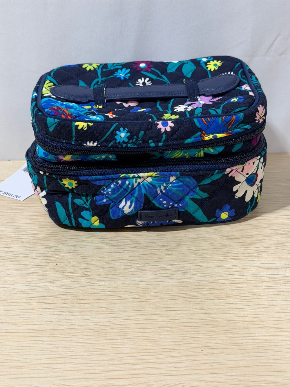 Vera Bradley Navy Floral Quilted Cosmetic Case